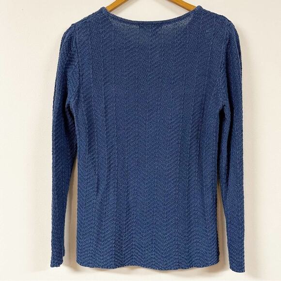 ISABELLA BIRD Sweater Womens Size Small Linen Silk Blend Blue - Picture 2 of 3
